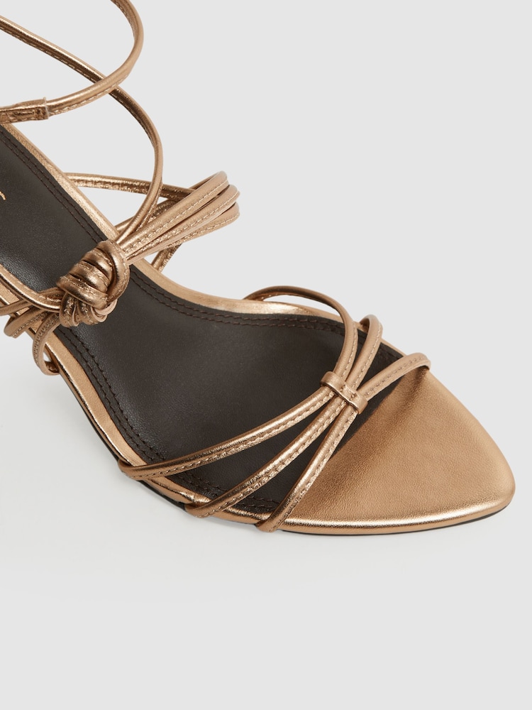 Reiss Bronze Georgina Leather Strappy Heels - Image 5 of 5