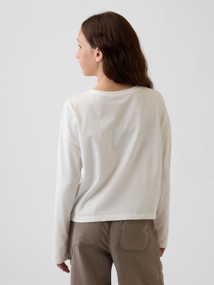 Cream Brannana lācis - Lielizmēra grafisks T-krekls ar garām piedurknēm (Gap Oversize) (4–13gadi) - Attēls 2 no 4