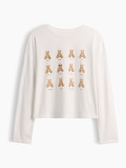 Cream Brannana lācis - Lielizmēra grafisks T-krekls ar garām piedurknēm (Gap Oversize) (4–13gadi) - Attēls 3 no 4