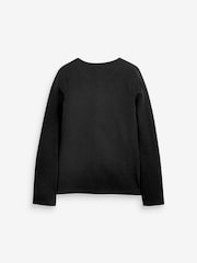 Black Long Sleeve Ribbed Top (3-16yrs) - Image 3 of 4