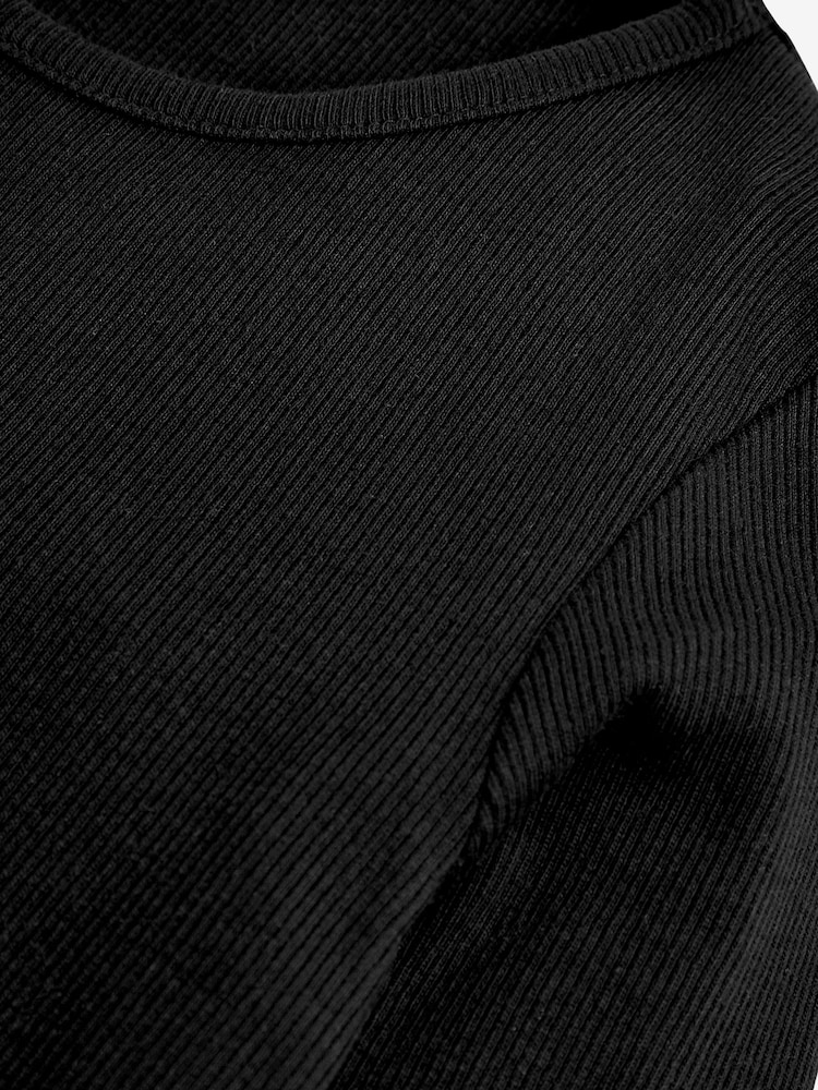 Black Long Sleeve Ribbed Top (3-16yrs) - Image 4 of 4