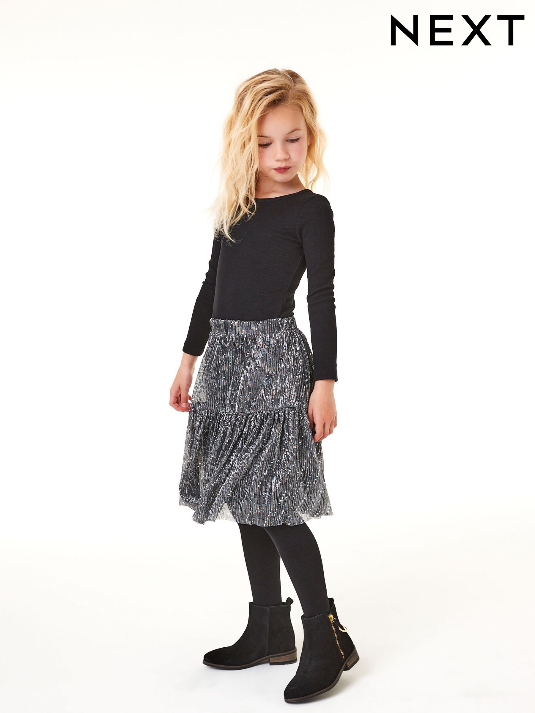 Buy Black Long Sleeve Ribbed Top (3-16yrs) from Next India Buy Black Long Sleeve Ribbed Top (3-16yrs) from Next India