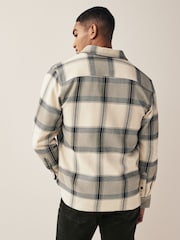 Ecru Cream/Green Textured Check Shacket - Image 3 of 6