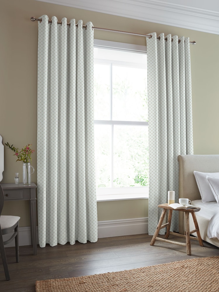 Laura Ashley Dove Grey Wickerwork Made to Measure 100% Cotton Curtains - Image 1 of 9