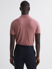 Reiss Dusty Rose Peters Slim Fit Garment Dyed Embroidered Polo Shirt - Image 5 of 6
