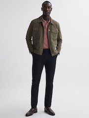 Reiss Dusty Rose Peters Slim Fit Garment Dyed Embroidered Polo Shirt - Image 6 of 6