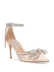 Steve Madden Pink Champagne Live Up Heeled Diamante Bow Shoes - Image 2 of 7