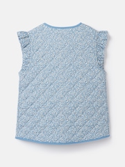 Joules Girls' Raye Blue Floral Reversible Print Quilted Gilet - Image 2 of 5