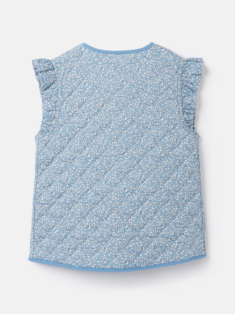 Joules Girls' Raye Blue Floral Reversible Print Quilted Gilet - Image 2 of 5