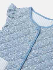 Joules Girls' Raye Blue Floral Reversible Print Quilted Gilet - Image 4 of 5