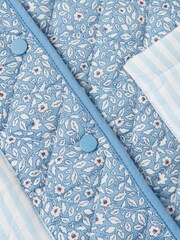 Joules Girls' Raye Blue Floral Reversible Print Quilted Gilet - Image 5 of 5