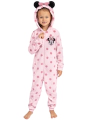 Character Pink Disney Minnie Mouse Onesie With 3D Ears And Bow - Image 2 of 12
