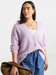 Simply Be Purple Fluffy Boyfriend Cardigan - Image 1 of 4