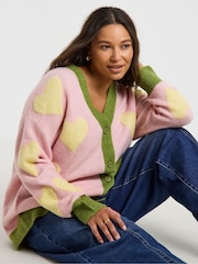 Simply Be Pink Heart Boyfriend Cardigan - Image 3 of 4