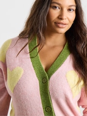 Simply Be Pink Heart Boyfriend Cardigan - Image 4 of 4