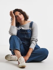 Simply Be Blue Barrel Leg Denim Dungarees - Image 2 of 4