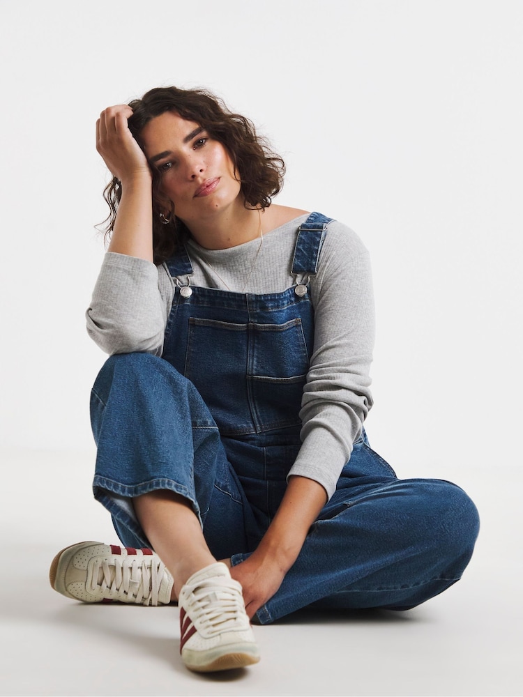 Simply Be Blue Barrel Leg Denim Dungarees - Image 2 of 4 Simply Be Blue Barrel Leg Denim Dungarees - Image 2 of 4