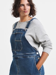 Simply Be Blue Barrel Leg Denim Dungarees - Image 4 of 4