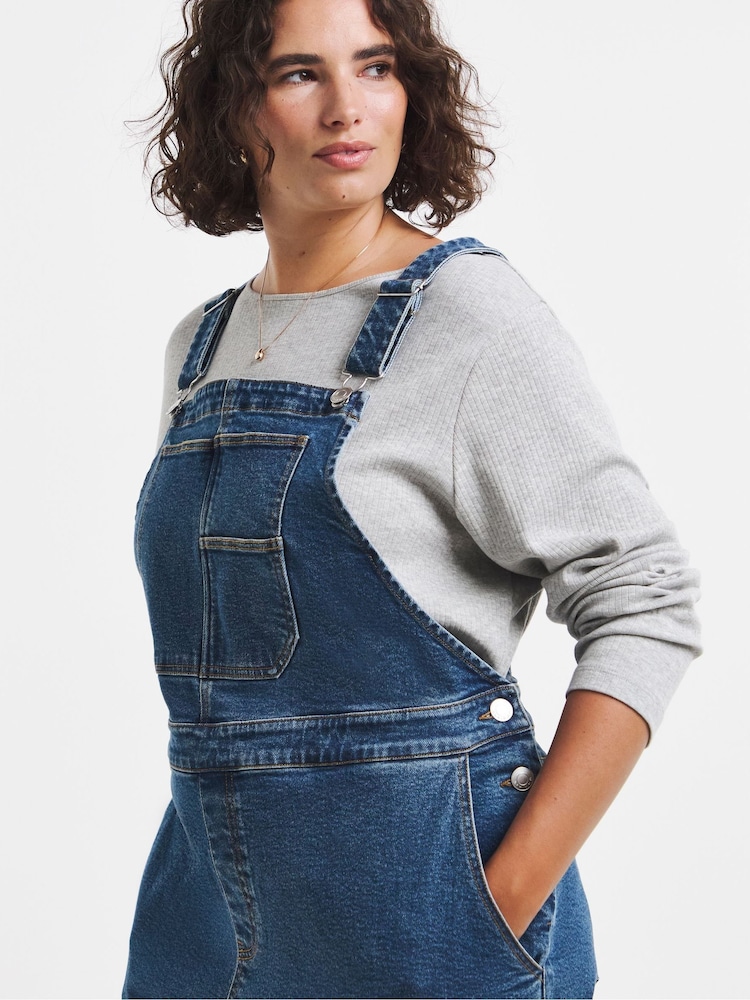 Simply Be Blue Barrel Leg Denim Dungarees - Image 4 of 4 Simply Be Blue Barrel Leg Denim Dungarees - Image 4 of 4