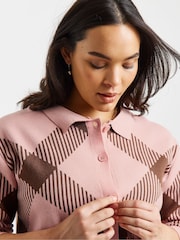 Simply Be Pink Fur Collared Check Cardigan - Image 3 of 4