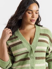 Simply Be Stripe Fluffy Boyfriend Cardigan - Billede 2 af 4