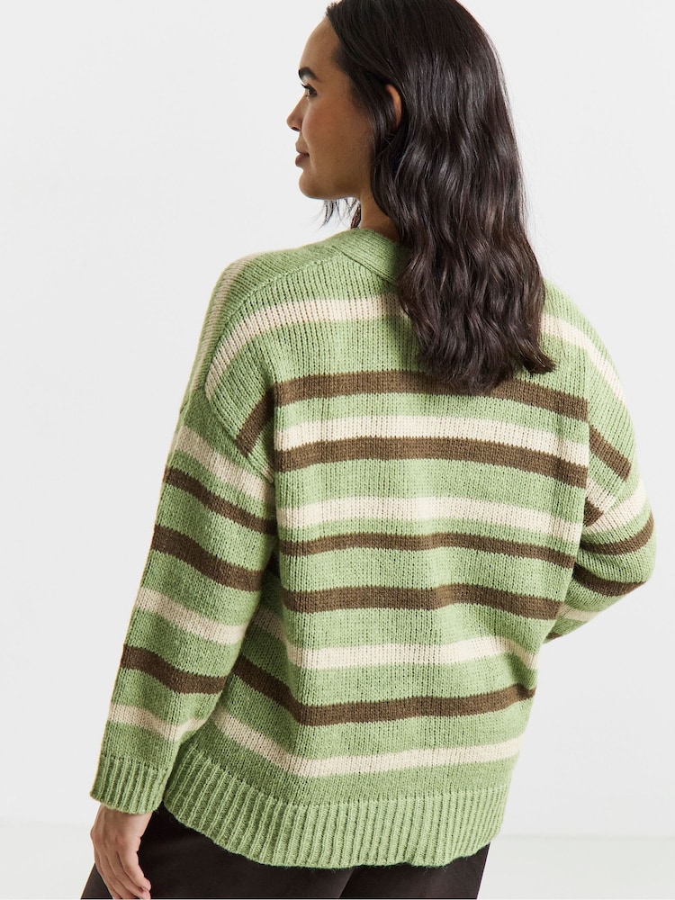 Simply Be Stripe Fluffy Boyfriend Cardigan - Billede 4 af 4 Simply Be Stripe Fluffy Boyfriend Cardigan - Billede 4 af 4
