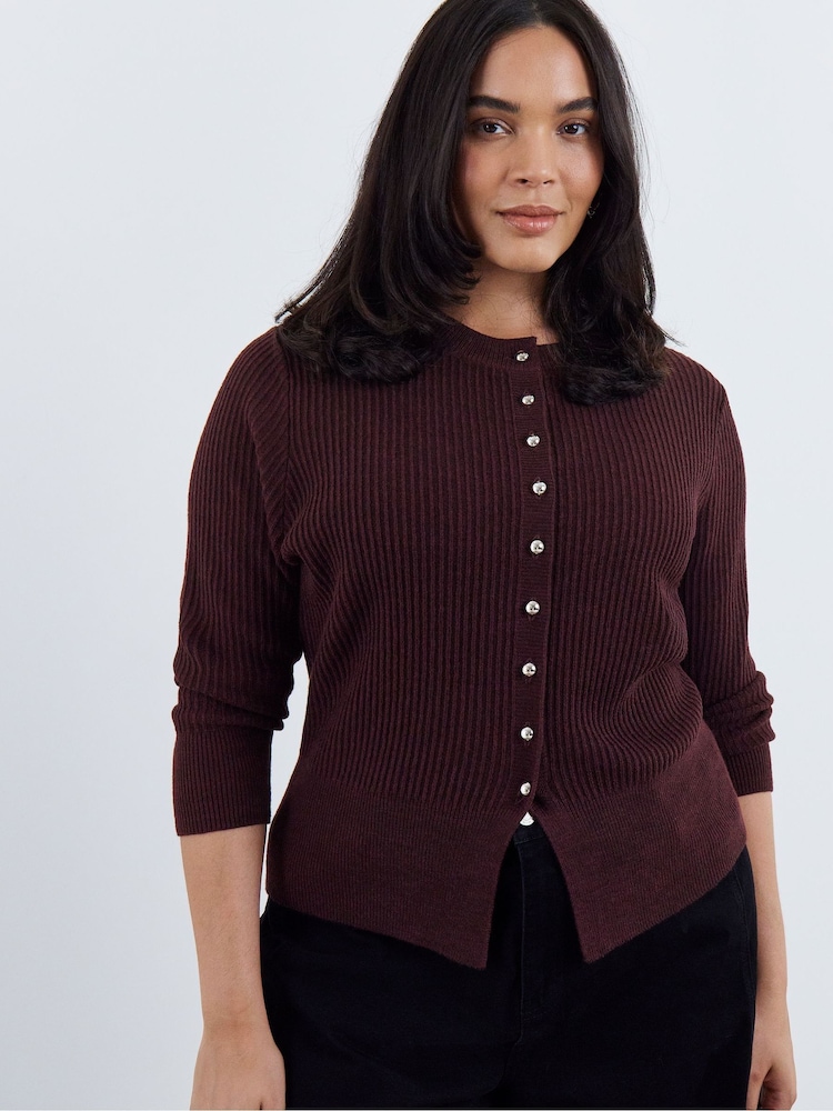 Simply Be Cinched cardigan med knapper - Billede 1 af 4 Simply Be Cinched cardigan med knapper - Billede 1 af 4
