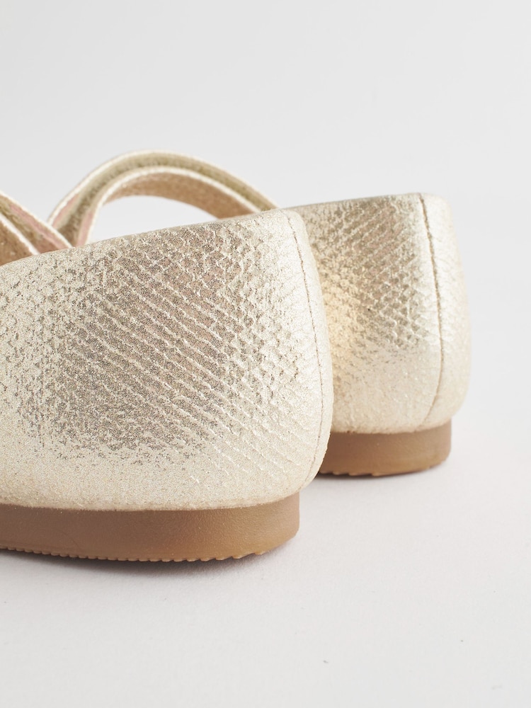 Gold Wide Fit (G) Mary Jane Touch Fastening Occasion Shoes - Image 3 of 5