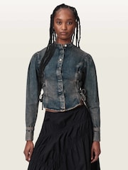 AllSaints Blue Evanna Denim Shirt - Image 1 of 7