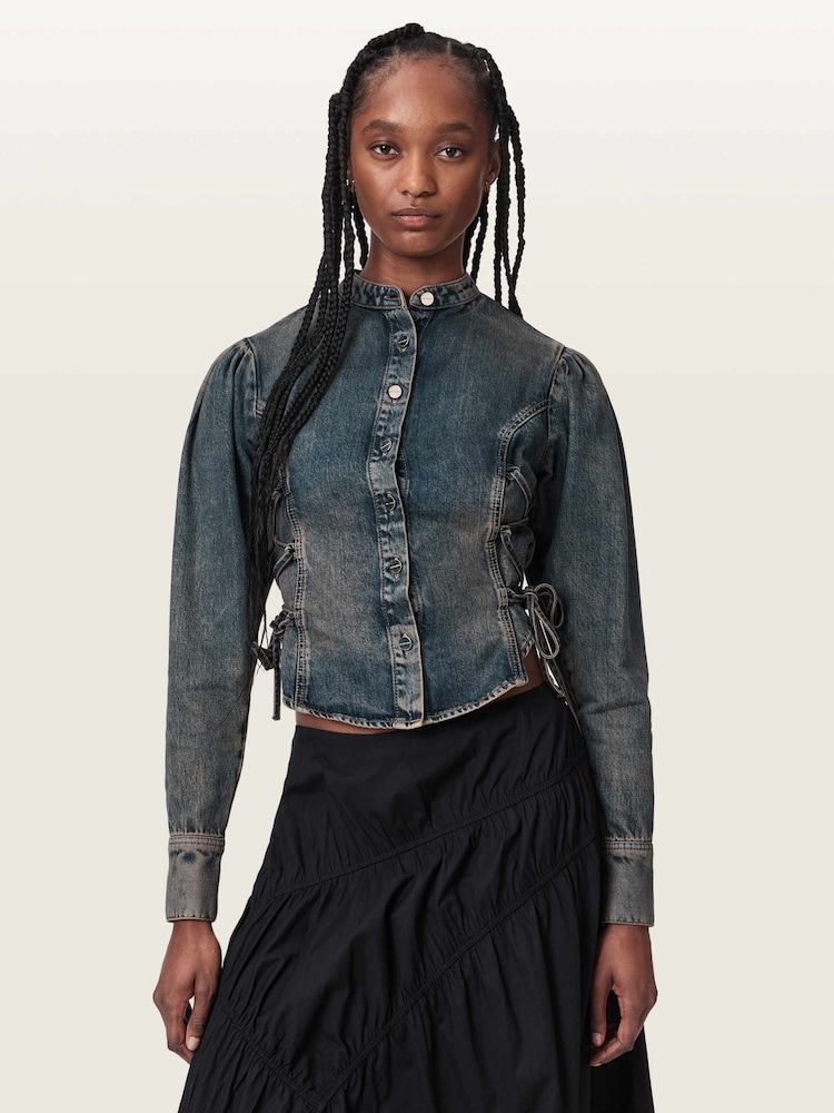 AllSaints Blue Evanna Denim Shirt - Image 1 of 7