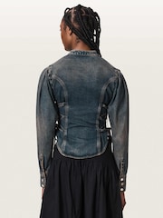 AllSaints Blue Evanna Denim Shirt - Image 5 of 7