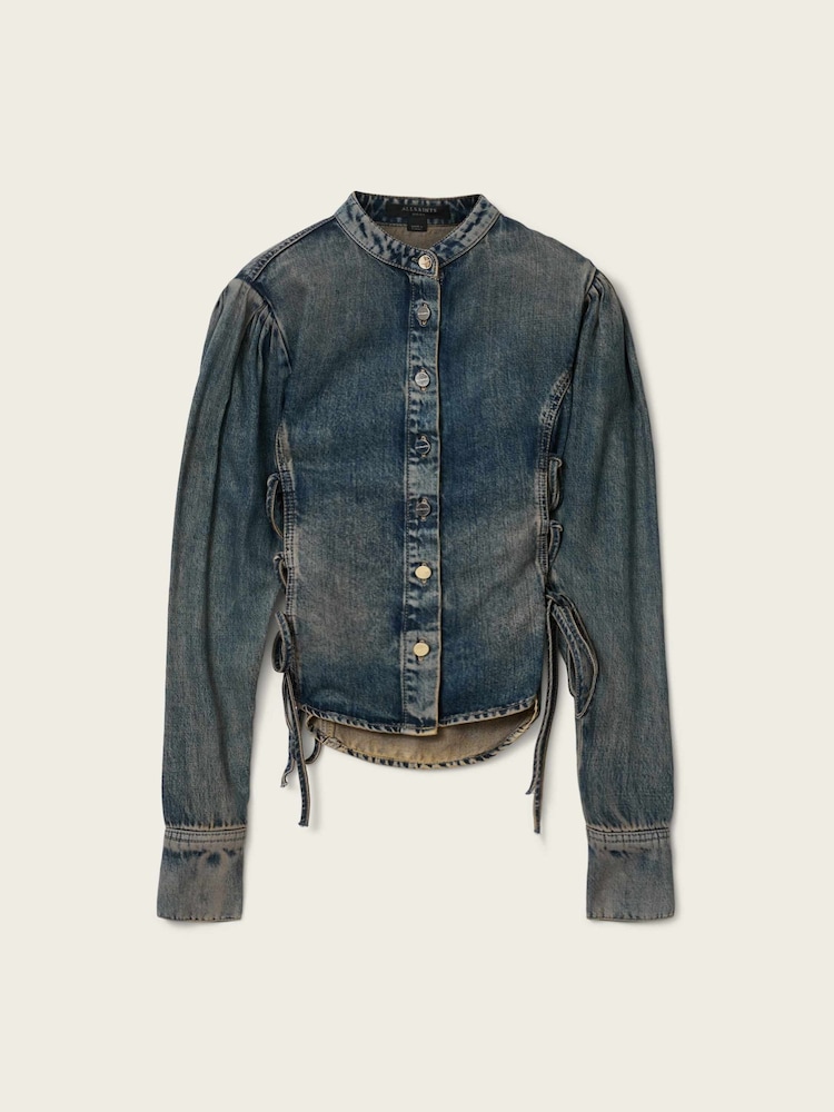 AllSaints Blue Evanna Denim Shirt - Image 7 of 7