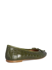 Dune London Green Regular Fit Leather Helenne Ballet Pumps - Image 2 of 5