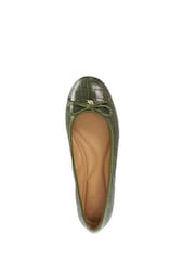 Dune London Green Regular Fit Leather Helenne Ballet Pumps - Image 4 of 5