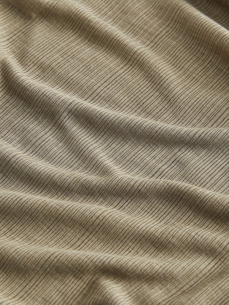 Khaki Green Long Sleeve High Neck Semi-Sheer Top - Image 6 of 6