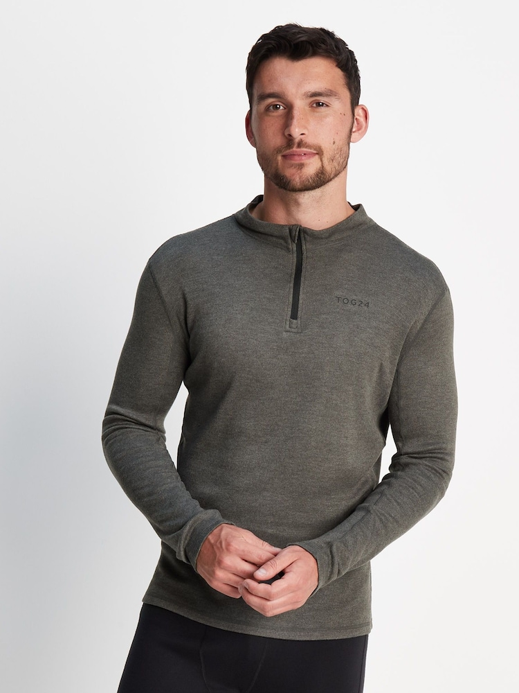 Tog 24 Dark Grey Marl Meru Thermal Quarter Zip Sweatshirt - Image 1 of 9