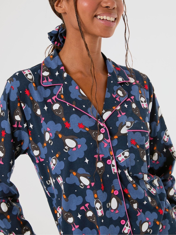 Skinnydip Blue x Wallace & Gromit Feathers Pyjamas Set with Scrunchie - Image 2 of 4 Skinnydip Blue x Wallace & Gromit Feathers Pyjamas Set with Scrunchie - Image 2 of 4