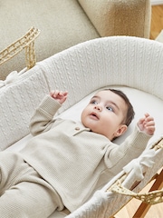 The Little Green Sheep White Moses Basket and Mattress - Image 3 of 5