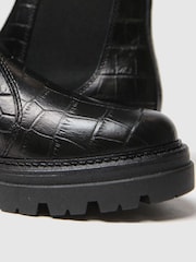 Schuh Black Arlo Croc Leather Ankle Boots - Image 4 of 4