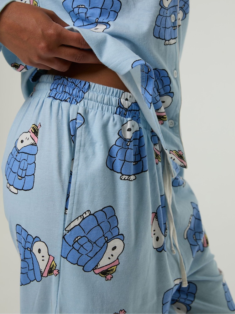 Skinnydip Blue x Peanuts Snoopy Coat Pyjamas Set with Scrunchie - Image 2 of 4 Skinnydip Blue x Peanuts Snoopy Coat Pyjamas Set with Scrunchie - Image 2 of 4