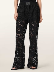 AllSaints Black Amelie Lace Trousers - Image 1 of 7