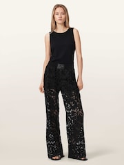 AllSaints Black Amelie Lace Trousers - Image 2 of 7