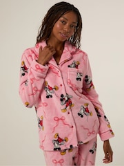 Skinnydip Pink Disney Mickey Mouse Bow Fleece Pyjamas Set - Image 1 of 5