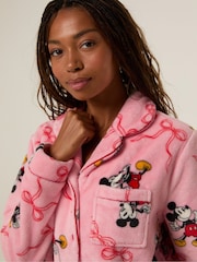 Skinnydip Pink Disney Mickey Mouse Bow Fleece Pyjamas Set - Image 3 of 5