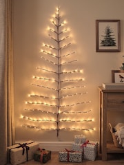 Lights4fun Gold 4ft 11 Pre Lit Plug In Christmas Wall Tree Light - Image 1 of 3