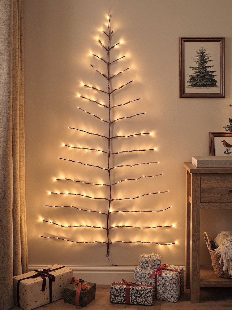 Lights4fun Gold 4ft 11 Pre Lit Plug In Christmas Wall Tree Light - Image 1 of 3 Lights4fun Gold 4ft 11 Pre Lit Plug In Christmas Wall Tree Light - Image 1 of 3