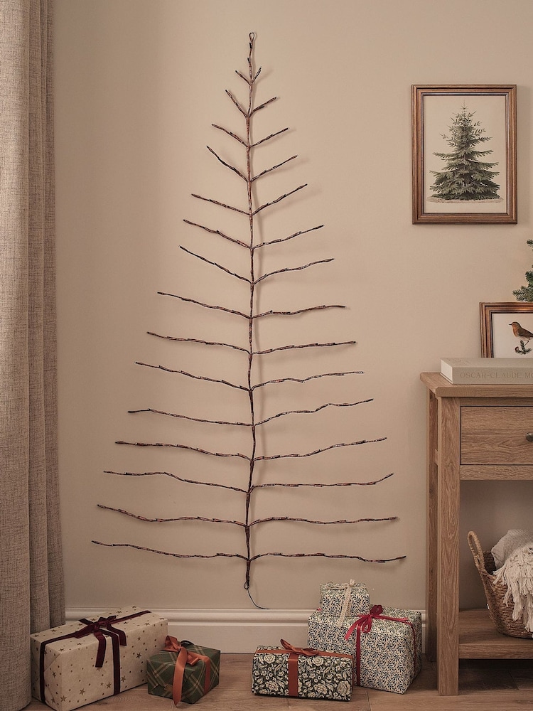 Lights4fun Gold 4ft 11 Pre Lit Plug In Christmas Wall Tree Light - Image 2 of 3 Lights4fun Gold 4ft 11 Pre Lit Plug In Christmas Wall Tree Light - Image 2 of 3