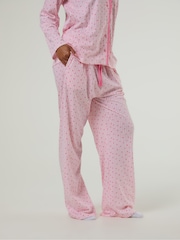 Skinnydip Pink Heart Ditsy Frilly Pyjamas Set with Scrunchie - Image 5 of 9