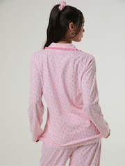 Skinnydip Pink Heart Ditsy Frilly Pyjamas Set with Scrunchie - Image 6 of 9