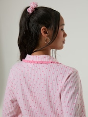 Skinnydip Pink Heart Ditsy Frilly Pyjamas Set with Scrunchie - Image 8 of 9